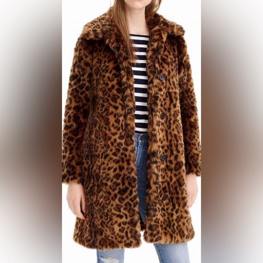 J.Crew Faux Fur Animal Print Coat
